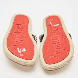 Pre Owned  Christian Louboutin Black Leather Spike Thong Sandals Size 43