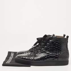 Pre Owned Christian Louboutin Black Python Louis Orlato Sneakers Size 43