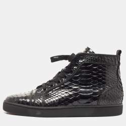 Christian Louboutin Grey/White Python and Leather Louis Spikes Sneakers  Size 43 Christian Louboutin