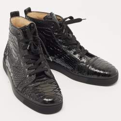 Pre Owned Christian Louboutin Black Python Louis Orlato Sneakers Size 43