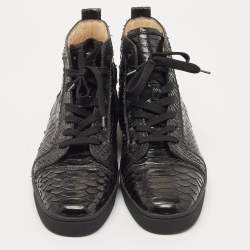 Pre Owned Christian Louboutin Black Python Louis Orlato Sneakers Size 43