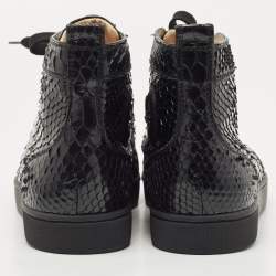 Pre Owned Christian Louboutin Black Python Louis Orlato Sneakers Size 43