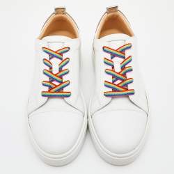 Christian Louboutin White Leather Arkenspeed Rainbow Sneakers Size 40.5