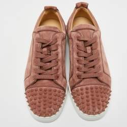 Christian Louboutin Light Pink Suede Louis Junior Spikes Sneakers Size 41