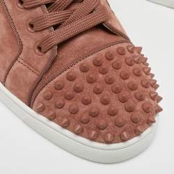 Christian Louboutin Light Pink Suede Louis Junior Spikes Sneakers Size 41