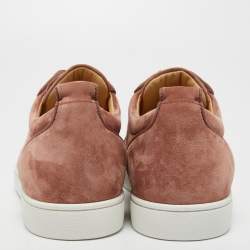Christian Louboutin Light Pink Suede Louis Junior Spikes Sneakers Size 41