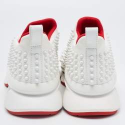 Christian Louboutin White Neoprene Spike Sock Slip On Sneakers Size 42