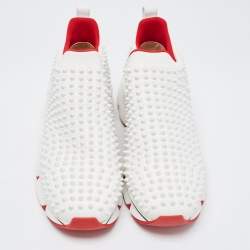 Christian Louboutin White Neoprene Spike Sock Slip On Sneakers Size 42