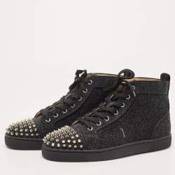 Christian Louboutin Suede Louis Strass High-Top Sneakers - Black - 42