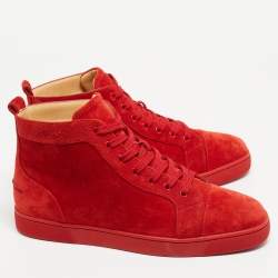 Christian Louboutin Red suede Louis High Top Sneakers Size 44.5