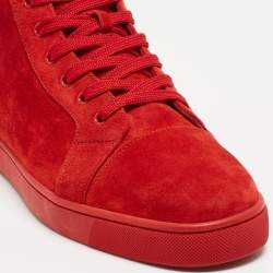 Christian Louboutin Red suede Louis High Top Sneakers Size 44.5