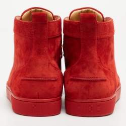 Christian Louboutin Red suede Louis High Top Sneakers Size 44.5