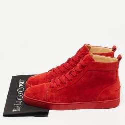 Christian Louboutin Red suede Louis High Top Sneakers Size 44.5