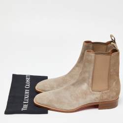 Pre Owned Christian Louboutin Grey Suede Chelsea Boots Size 44