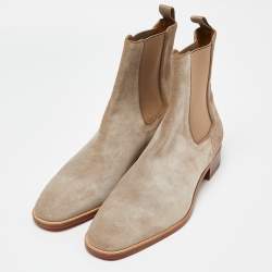 Pre Owned Christian Louboutin Grey Suede Chelsea Boots Size 44
