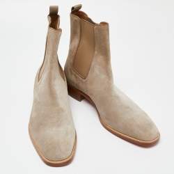 Pre Owned Christian Louboutin Grey Suede Chelsea Boots Size 44