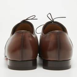 Pre Owned Christian Louboutin Brown Leather Surcity Oxfords Size 43.5 