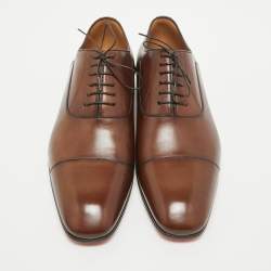 Pre Owned Christian Louboutin Brown Leather Surcity Oxfords Size 43.5 
