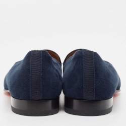 Pre Owned Christian Louboutin Navy Blue Suede Nile Loafers Size 43