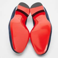 Pre Owned Christian Louboutin Navy Blue Suede Nile Loafers Size 43
