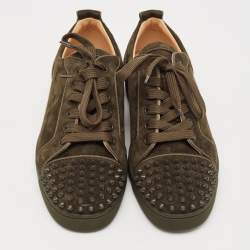 Christian Louboutin Green Suede Louis Junior Spikes Sneakers Size 44