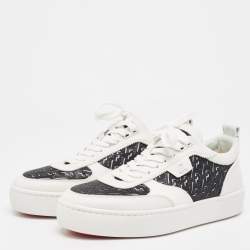 Christian Louboutin White/Black Leather and Rubber Happyrui Sneakers Size 42