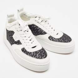 Christian Louboutin White/Black Leather and Rubber Happyrui Sneakers Size 42