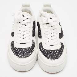 Christian Louboutin White/Black Leather and Rubber Happyrui Sneakers Size 42