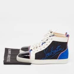 مملوكة مسبقًا حذاء رياضي كريستيان لوبوتان لويز جلد وسويدي متعدد الألوان بعنق مرتفع مقاس 42