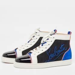 مملوكة مسبقًا حذاء رياضي كريستيان لوبوتان لويز جلد وسويدي متعدد الألوان بعنق مرتفع مقاس 42
