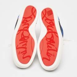 مملوكة مسبقًا حذاء رياضي كريستيان لوبوتان لويز جلد وسويدي متعدد الألوان بعنق مرتفع مقاس 42