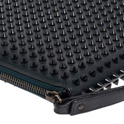 Pre Owned Christian Louboutin Blue Leather Cris Spike iPad Case