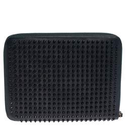 Pre Owned Christian Louboutin Blue Leather Cris Spike iPad Case
