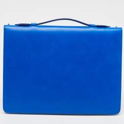 Pre Owned Christian Louboutin Blue Leather Spikes Alexis Document Holder