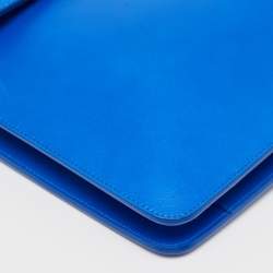 Pre Owned Christian Louboutin Blue Leather Spikes Alexis Document Holder