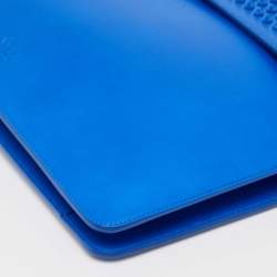 Pre Owned Christian Louboutin Blue Leather Spikes Alexis Document Holder