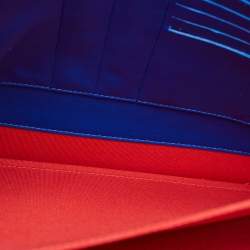 Pre Owned Christian Louboutin Blue Leather Spikes Alexis Document Holder