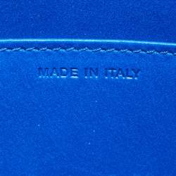 Pre Owned Christian Louboutin Blue Leather Spikes Alexis Document Holder