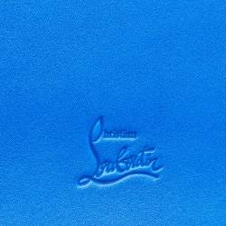 Pre Owned Christian Louboutin Blue Leather Spikes Alexis Document Holder