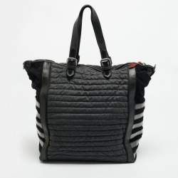 مملوكة مسبقًا Christian Louboutin Crest Logo Patch Black/Grey Fabric and Mix Leather Tote