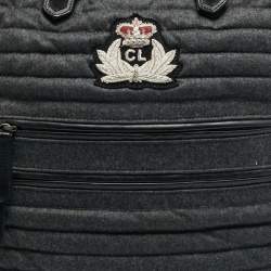 مملوكة مسبقًا Christian Louboutin Crest Logo Patch Black/Grey Fabric and Mix Leather Tote
