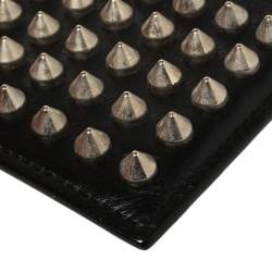Pre Owned Christian Louboutin Black Leather Studded Kios Card Holder