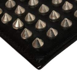 Pre Owned Christian Louboutin Black Leather Studded Kios Card Holder