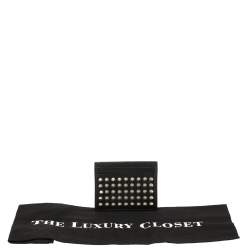 Pre Owned Christian Louboutin Black Leather Studded Kios Card Holder
