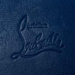 Pre Owned Christian Louboutin Blue Leather Studded Kios Card Holder