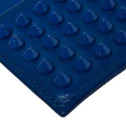 Pre Owned Christian Louboutin Blue Leather Studded Kios Card Holder