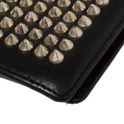 Christian Louboutin Black Leather Clipsos Studded Bifold Wallet