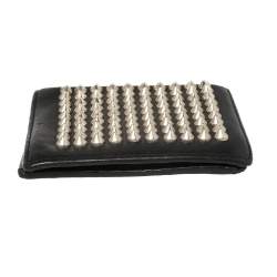 Christian Louboutin Black Leather Clipsos Studded Bifold Wallet