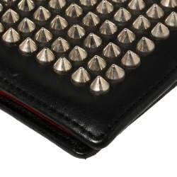 Christian Louboutin Black Leather Clipsos Studded Bifold Wallet