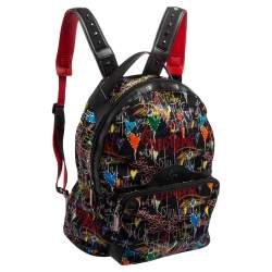 Christian Louboutin Multicolor Backloubi Graffiti Nylon & Leather Backpack